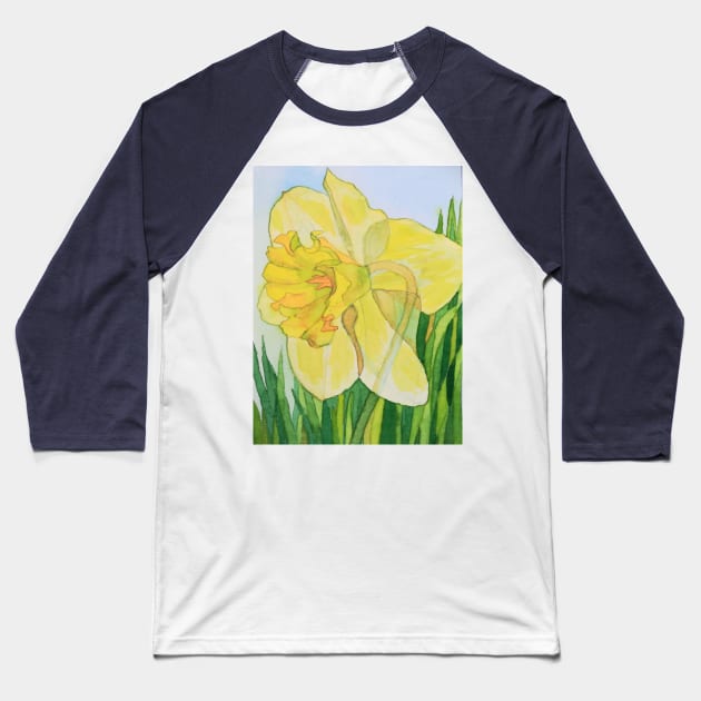 Single watercolour daffodil painting Baseball T-Shirt by esvb